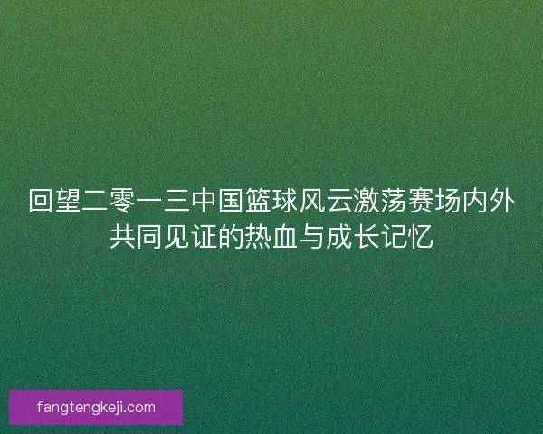回望二零一三中国篮球风云激荡赛场内外共同见证的热血与成长记忆