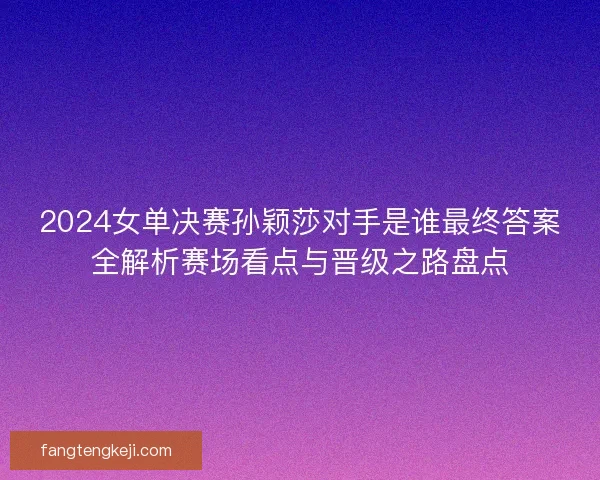 2024女单决赛孙颖莎对手是谁最终答案全解析赛场看点与晋级之路盘点