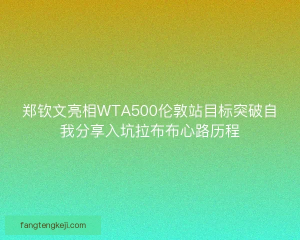 郑钦文亮相WTA500伦敦站目标突破自我分享入坑拉布布心路历程