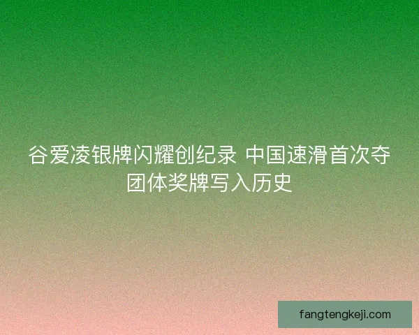 谷爱凌银牌闪耀创纪录 中国速滑首次夺团体奖牌写入历史