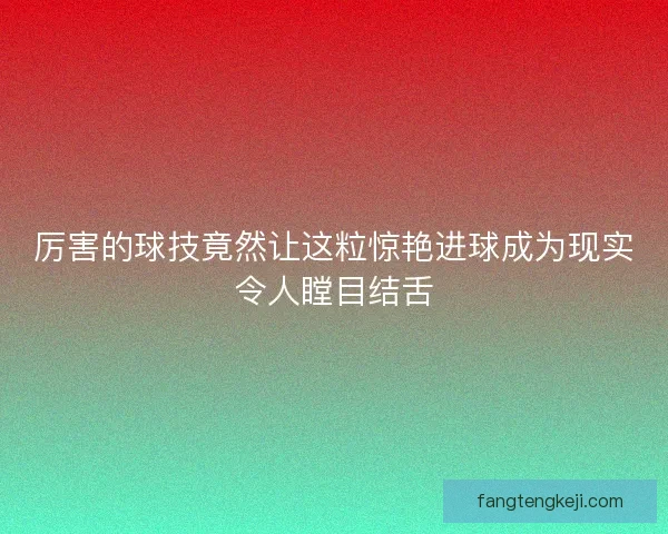厉害的球技竟然让这粒惊艳进球成为现实令人瞠目结舌